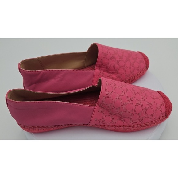 Coach CARLEY Pink W/8.5 Leather Espadrille AUTH Cottagecore Balletcore LOGO *EUC - Picture 12 of 15